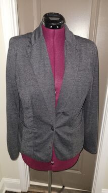 JCPenney Blazer Grey One Button Work Office Classic Coat Women’s XL See Pictures